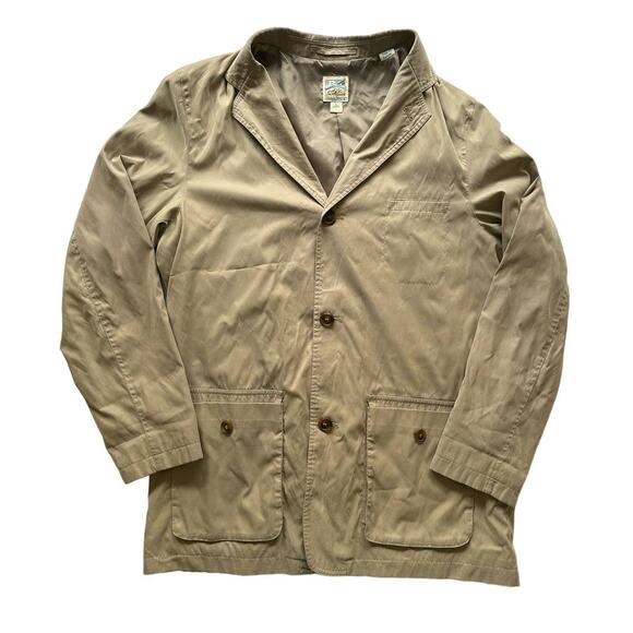 TravelSmith Long Large Men's Jacket Khaki Front Button - Picture 1 of 8